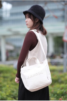 Kangol Fluffy Logo Canvas Totebag- Ivory 3792